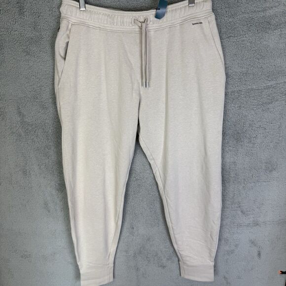 S Tommy John Pants Mens L Beige Lounge Jogger Pockets French Terry Drawstring - Picture 1 of 11